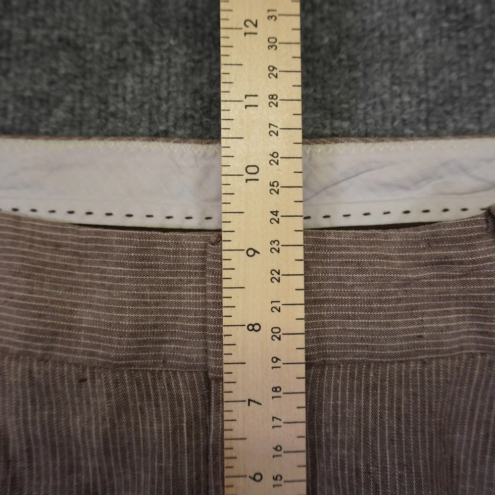 Banana Republic Martin Fit Pants Womens 8 32x20 Brown Pinstripe Linen Blend